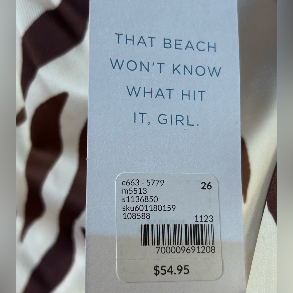 Lane Bryant zebra stripe side slit swim skirt, super plus sizes - Picture 6 of 13